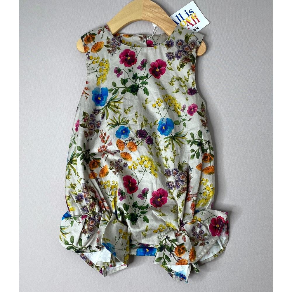 NWT Wolf & Rita Floral Ruffled Sleeveless Rosalina Romper Girls 18-24 Mo 86/92